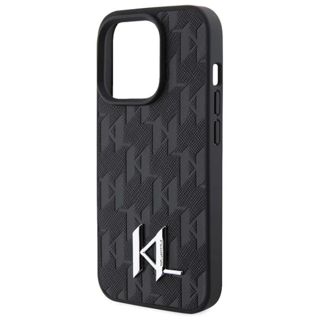 Чехол Karl Lagerfeld Leather Monogram Hot Stamp Metal Logo для iPhone 15 Pro Max Black (KLHCP15XPKLPKLK)