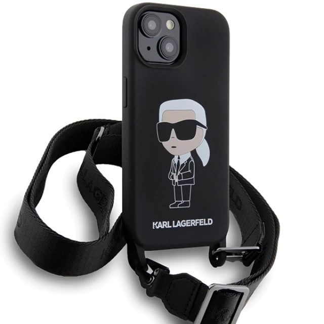 Чохол Karl Lagerfeld Crossbody Silicone Ikonik для iPhone 15 Black (KLHCP15SSCBSKNK)
