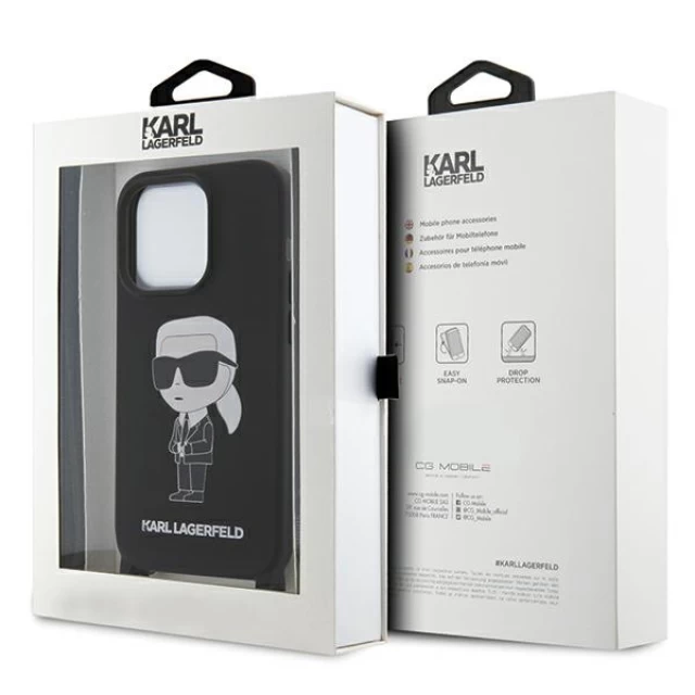 Чохол Karl Lagerfeld Crossbody Silicone Ikonik для iPhone 15 Pro Black (KLHCP15LSCBSKNK)