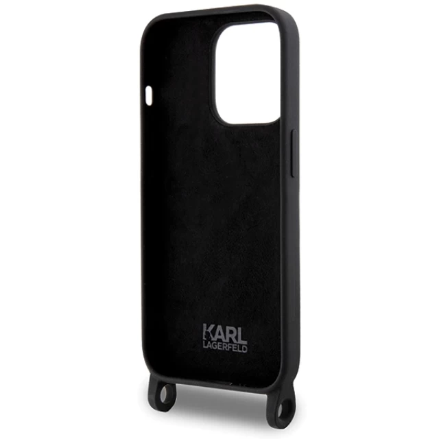 Чохол Karl Lagerfeld Crossbody Silicone Ikonik для iPhone 15 Pro Max Black (KLHCP15XSCBSKNK)