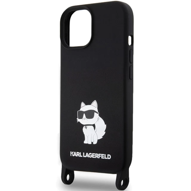 Чохол Karl Lagerfeld Crossbody Silicone Choupette для iPhone 15 Black (KLHCP15SSCBSCNK)