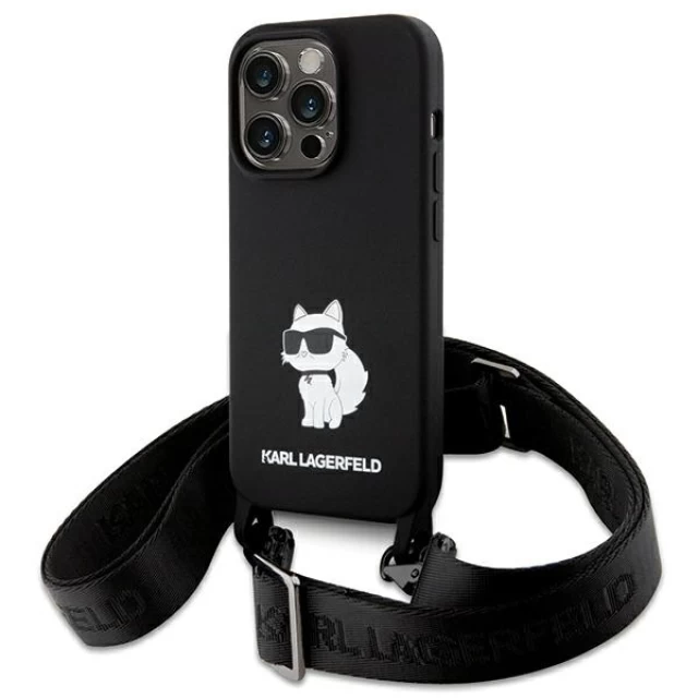 Чохол Karl Lagerfeld Crossbody Silicone Choupette для iPhone 15 Pro Black (KLHCP15LSCBSCNK)