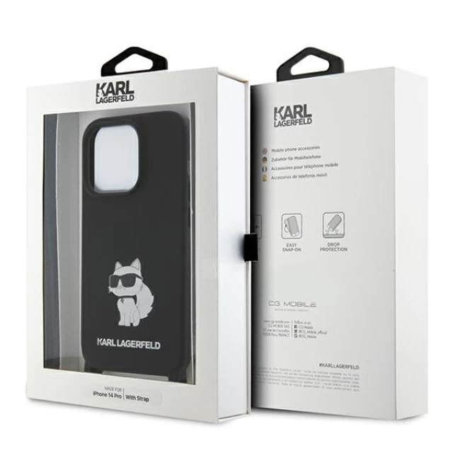 Чохол Karl Lagerfeld Crossbody Silicone Choupette для iPhone 15 Pro Max Black (KLHCP15XSCBSCNK)