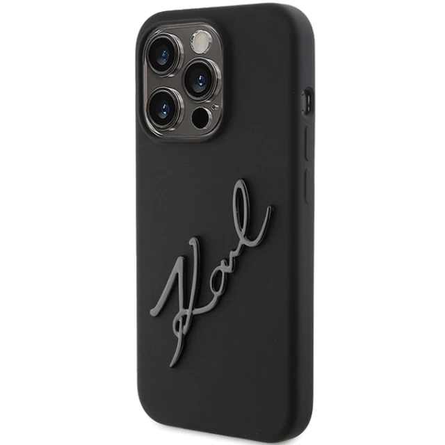 Чохол Karl Lagerfeld Silicone Karl Script для iPhone 15 Pro Max Black (KLHCP15XSKSBMCK)