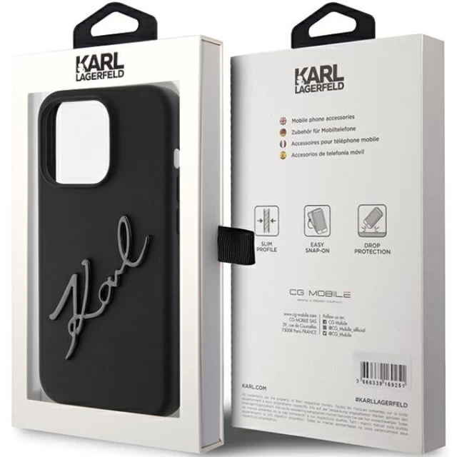 Чохол Karl Lagerfeld Silicone Karl Script для iPhone 15 Pro Max Black (KLHCP15XSKSBMCK)