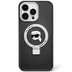 Чехол Karl Lagerfeld Ring Stand Karl Head для iPhone 15 Black with MagSafe (KLHMP15SHMRSKHK)