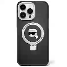 Чехол Karl Lagerfeld Ring Stand Karl Head для iPhone 15 Plus Black with MagSafe (KLHMP15MHMRSKHK)