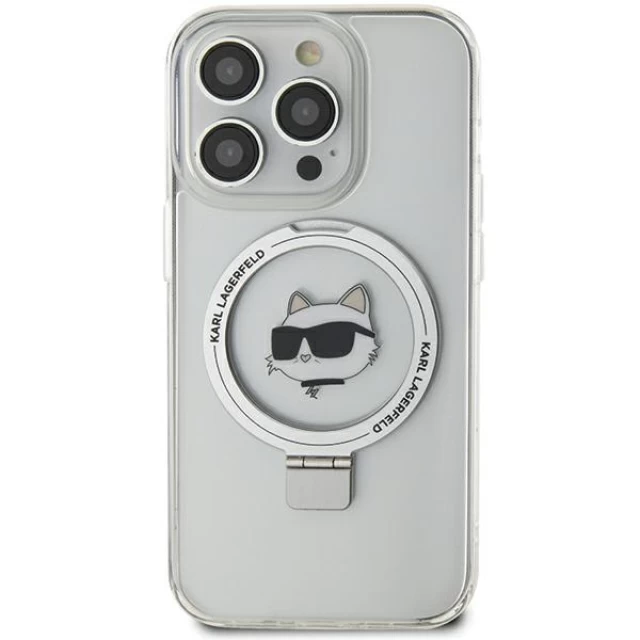 Чехол Karl Lagerfeld Ring Stand Choupette Head для iPhone 15 Pro Max White with MagSafe (KLHMP15XHMRSCHH)