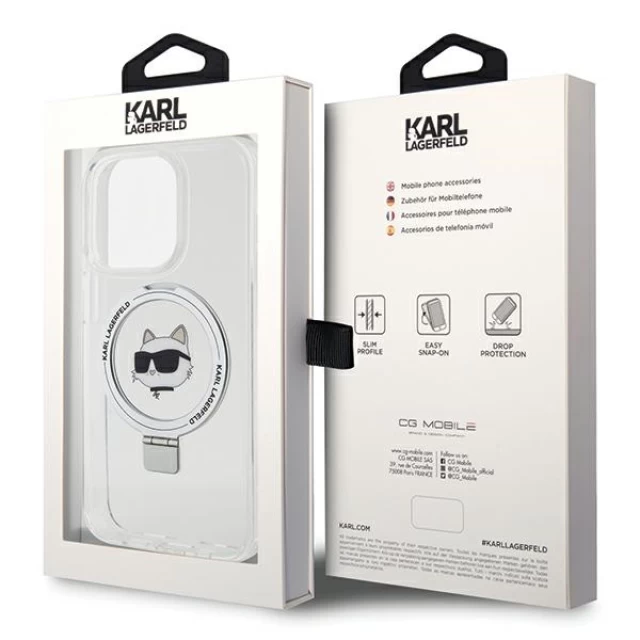 Чохол Karl Lagerfeld Ring Stand Choupette Head для iPhone 15 Pro Max White with MagSafe (KLHMP15XHMRSCHH)