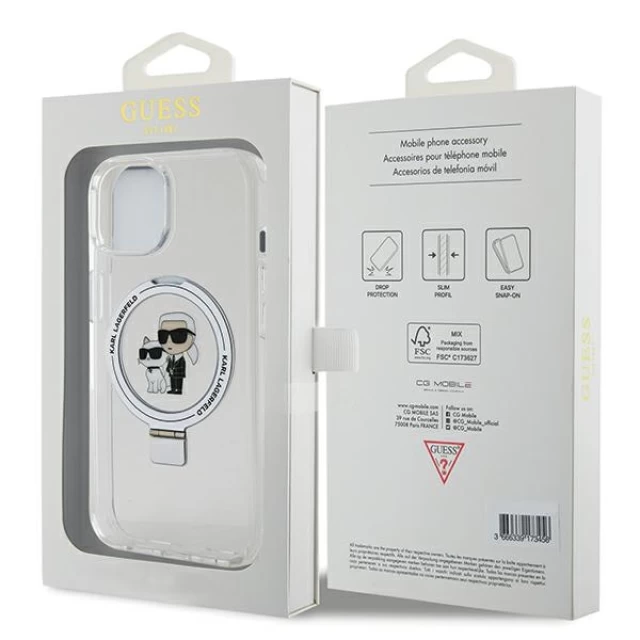 Чохол Karl Lagerfeld Ring Stand Karl&Choupette для iPhone 15 | 14 | 13 White with MagSafe (KLHMP14SHMRSKCH)