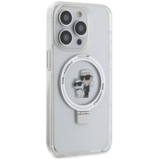 Чохол Karl Lagerfeld Ring Stand Karl&Choupettte для iPhone 14 Pro White with MagSafe (KLHMP15LHMRSKCH)