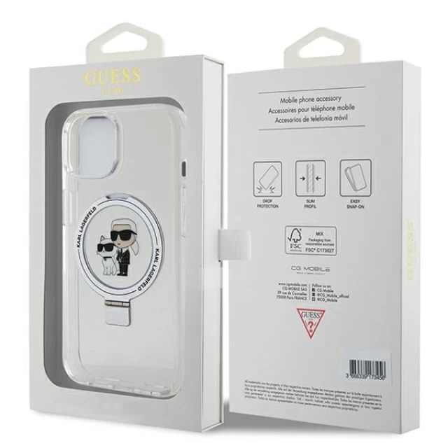 Чехол Karl Lagerfeld Ring Stand Karl&Choupettte для iPhone 15 White with MagSafe (KLHMP15SHMRSKCH)