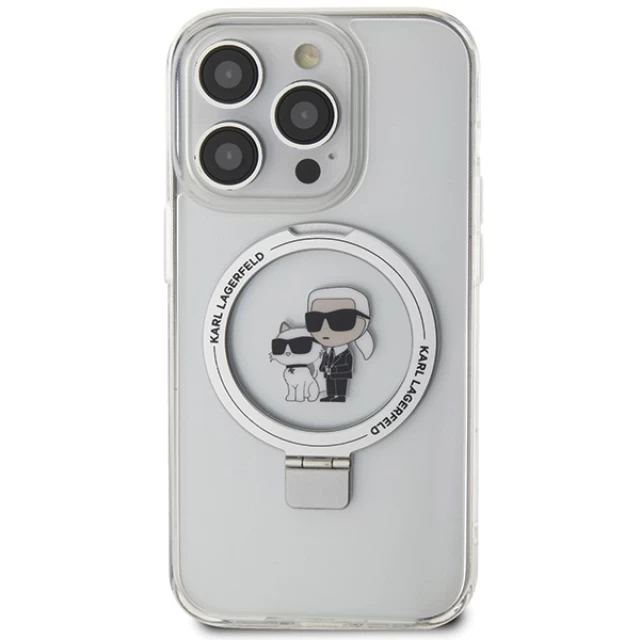 Чехол Karl Lagerfeld Ring Stand Karl&Choupettte для iPhone 15 Pro Max White with MagSafe (KLHMP15XHMRSKCH)