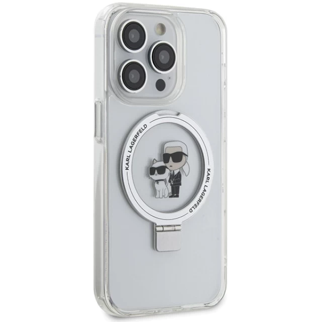 Чехол Karl Lagerfeld Ring Stand Karl&Choupettte для iPhone 15 Pro Max White with MagSafe (KLHMP15XHMRSKCH)