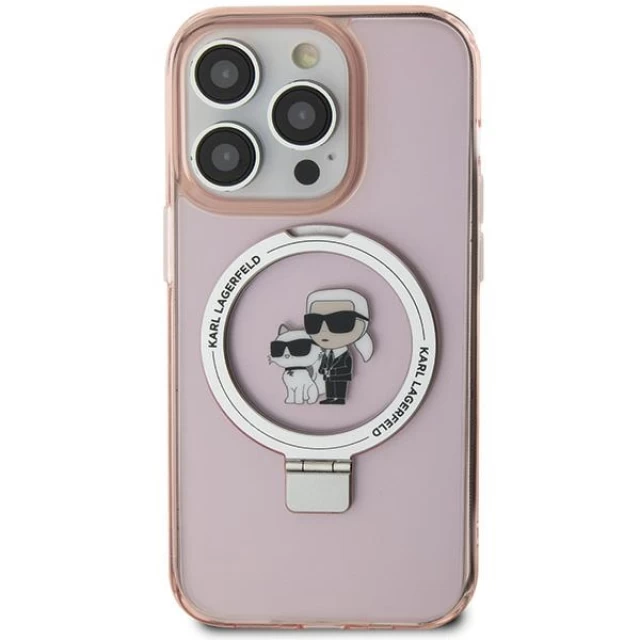 Чехол Karl Lagerfeld Ring Stand Karl&Choupettte для iPhone 15 Pink with MagSafe (KLHMP15SHMRSKCP)