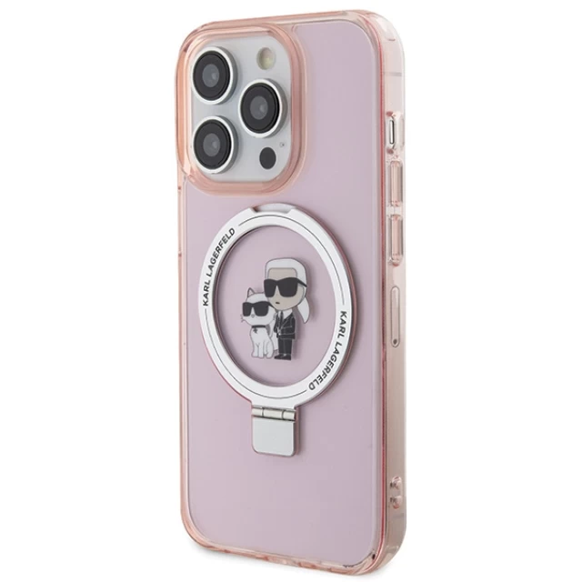 Чохол Karl Lagerfeld Ring Stand Karl&Choupettte для iPhone 15 Pro Pink with MagSafe (KLHMP15LHMRSKCP)