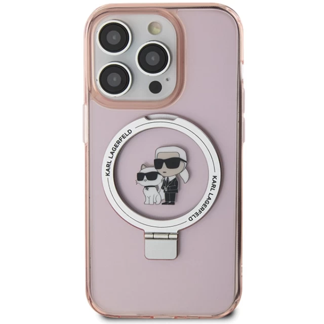 Чехол Karl Lagerfeld Ring Stand Karl&Choupettte для iPhone 15 Pro Pink with MagSafe (KLHMP15LHMRSKCP)