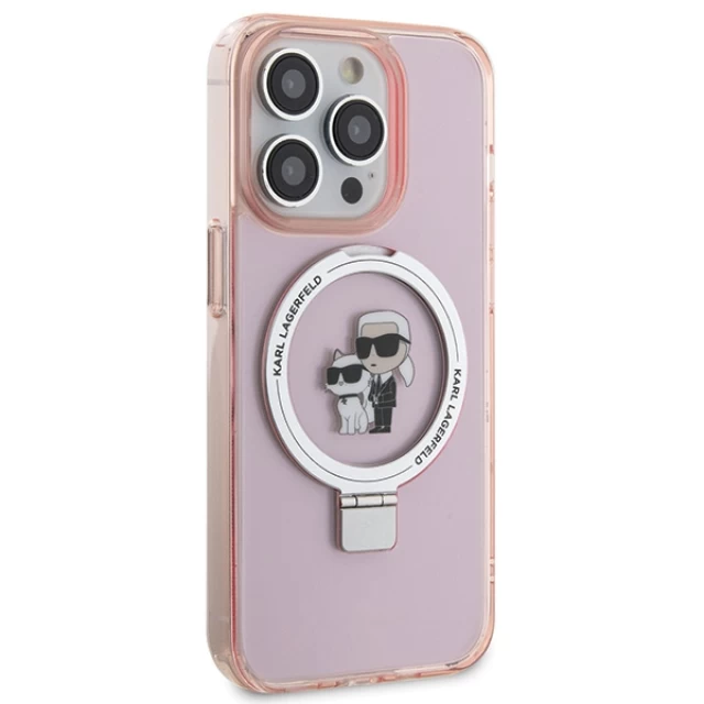 Чехол Karl Lagerfeld Ring Stand Karl&Choupettte для iPhone 15 Pro Pink with MagSafe (KLHMP15LHMRSKCP)