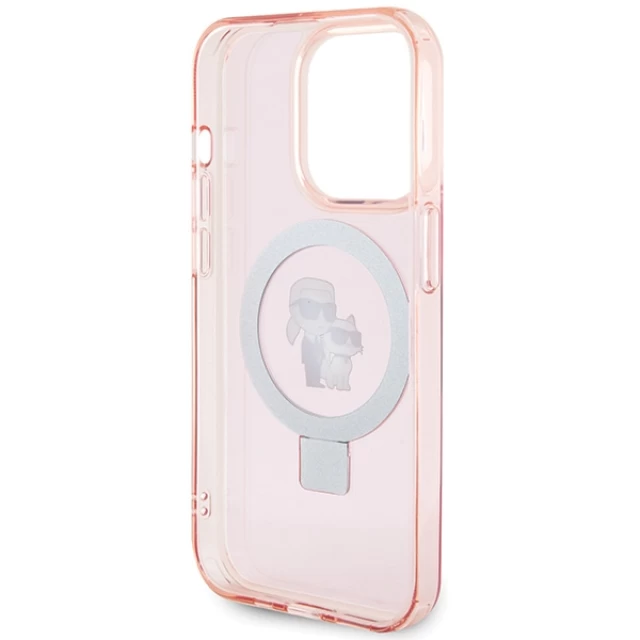 Чохол Karl Lagerfeld Ring Stand Karl&Choupettte для iPhone 15 Pro Pink with MagSafe (KLHMP15LHMRSKCP)