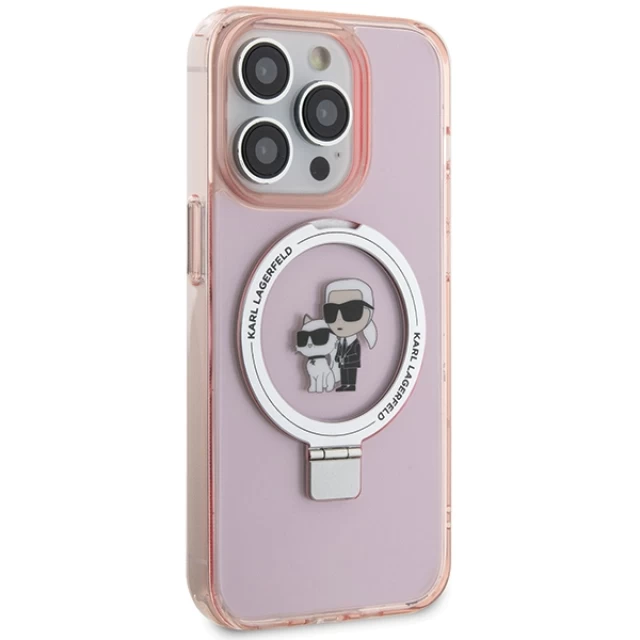 Чехол Karl Lagerfeld Ring Stand Karl&Choupettte для iPhone 15 Pro Max Pink with MagSafe (KLHMP15XHMRSKCP)