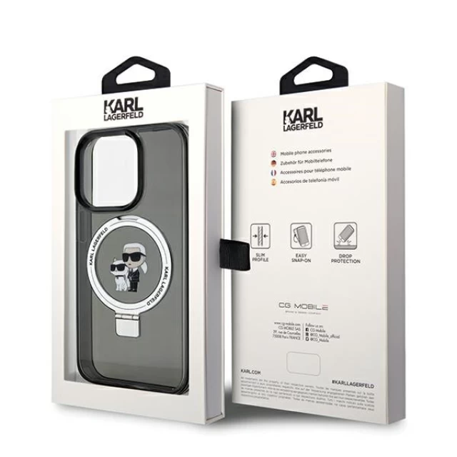 Чохол Karl Lagerfeld Ring Stand Karl&Choupette для iPhone 13 Pro Max Black with MagSafe (KLHMP13XHMRSKCK)