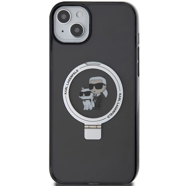 Чохол Karl Lagerfeld Ring Stand Karl&Choupette для iPhone 15 | 14 | 13 Black with MagSafe (KLHMP14SHMRSKCK)