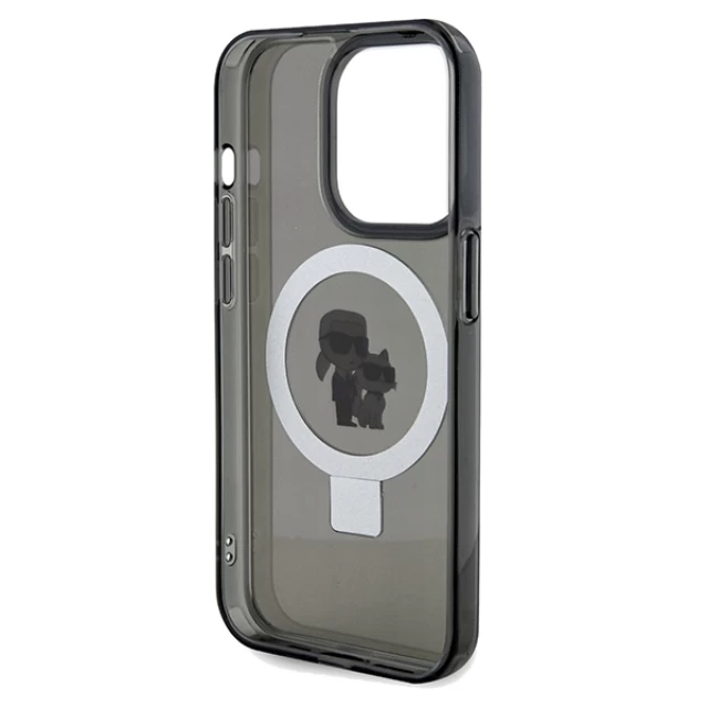 Чехол Karl Lagerfeld Ring Stand Karl&Choupette для iPhone 14 Pro Black with MagSafe (KLHMP14LHMRSKCK)
