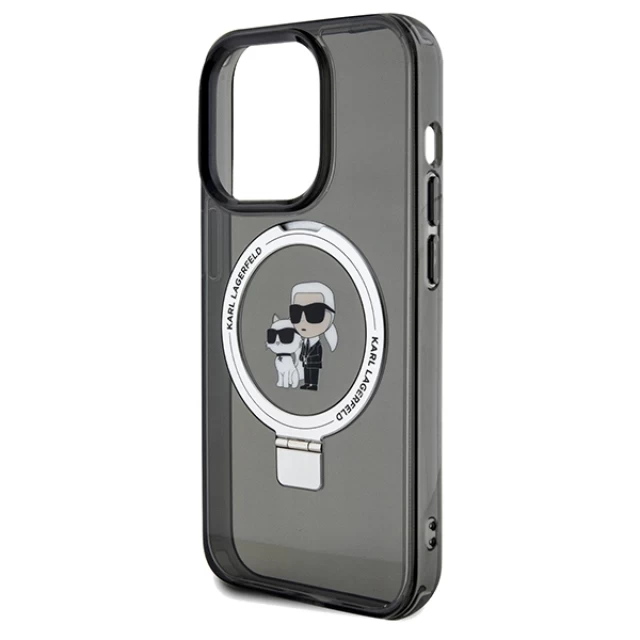 Чехол Karl Lagerfeld Ring Stand Karl&Choupette для iPhone 14 Pro Max Black with MagSafe (KLHMP14XHMRSKCK)