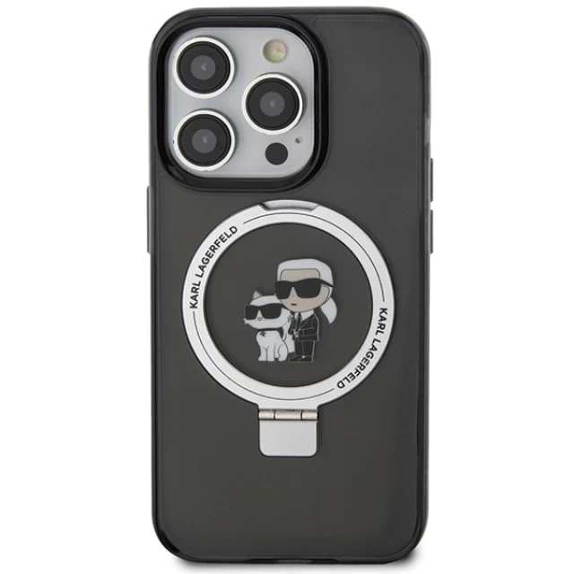 Чохол Karl Lagerfeld Ring Stand Karl&Choupettte для iPhone 15 Pro Black with MagSafe (KLHMP15LHMRSKCK)