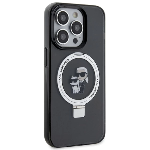 Чохол Karl Lagerfeld Ring Stand Karl&Choupettte для iPhone 15 Pro Black with MagSafe (KLHMP15LHMRSKCK)