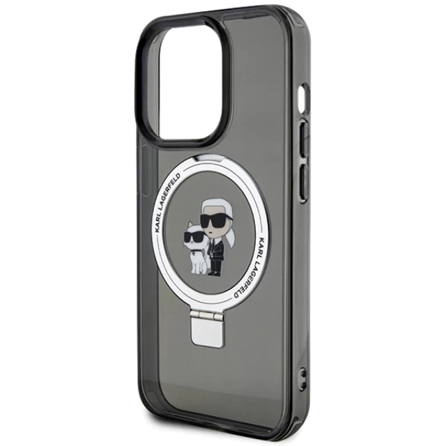 Чехол Karl Lagerfeld Ring Stand Karl&Choupettte для iPhone 15 Pro Black with MagSafe (KLHMP15LHMRSKCK)