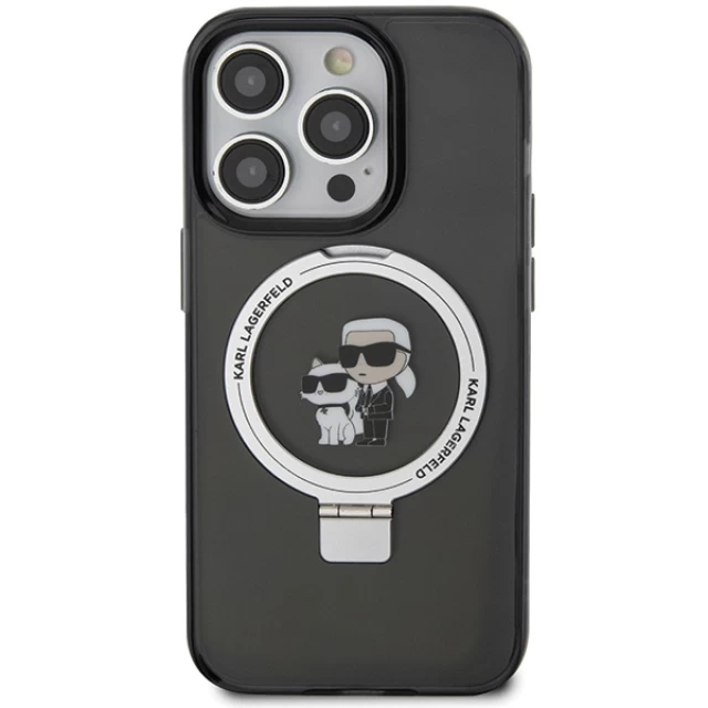 Чехол Karl Lagerfeld Ring Stand Karl&Choupettte для iPhone 15 Pro Max Black with MagSafe (KLHMP15XHMRSKCK)