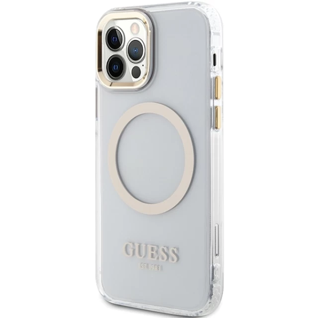 Чохол Guess Metal Outline для iPhone 12 | 12 Pro Gold with MagSafe (GUHMP12MHTRMD)