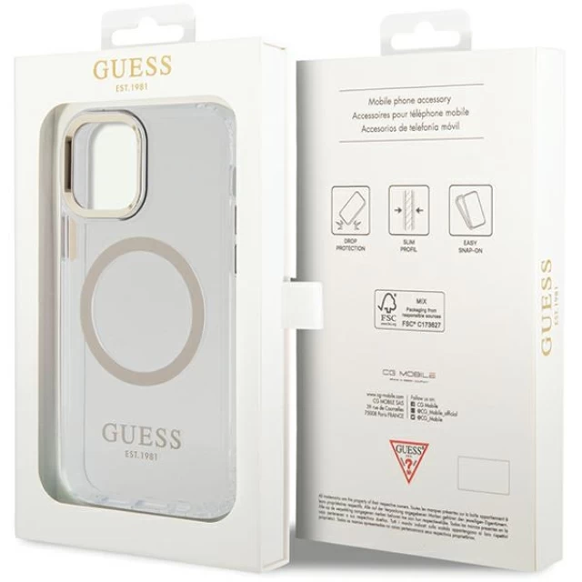 Чохол Guess Metal Outline для iPhone 12 | 12 Pro Gold with MagSafe (GUHMP12MHTRMD)