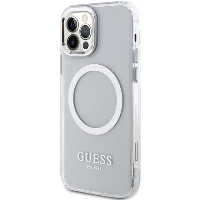 Чехол Guess Metal Outline для iPhone 12 | 12 Pro Silver with MagSafe (GUHMP12MHTRMS)