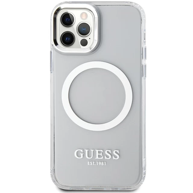 Чехол Guess Metal Outline для iPhone 12 | 12 Pro Silver with MagSafe (GUHMP12MHTRMS)