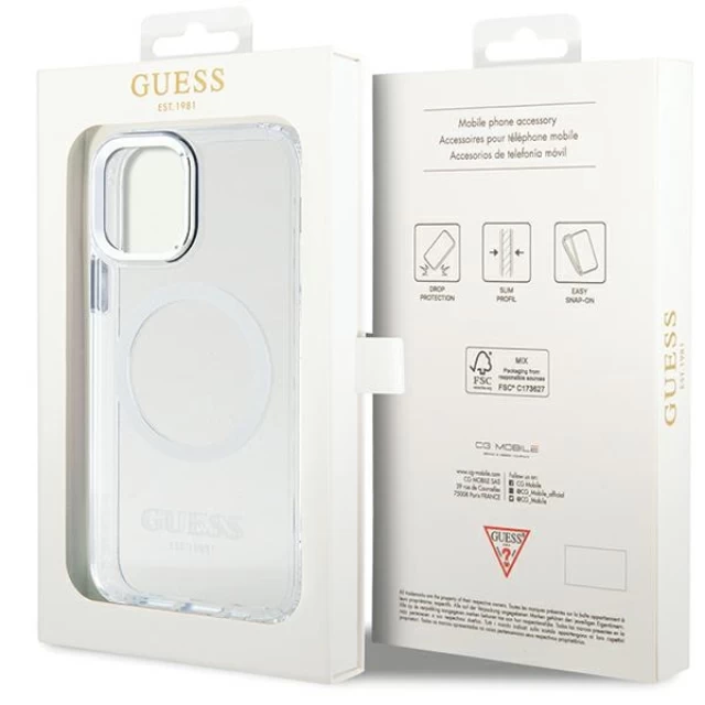 Чохол Guess Metal Outline для iPhone 12 | 12 Pro Silver with MagSafe (GUHMP12MHTRMS)