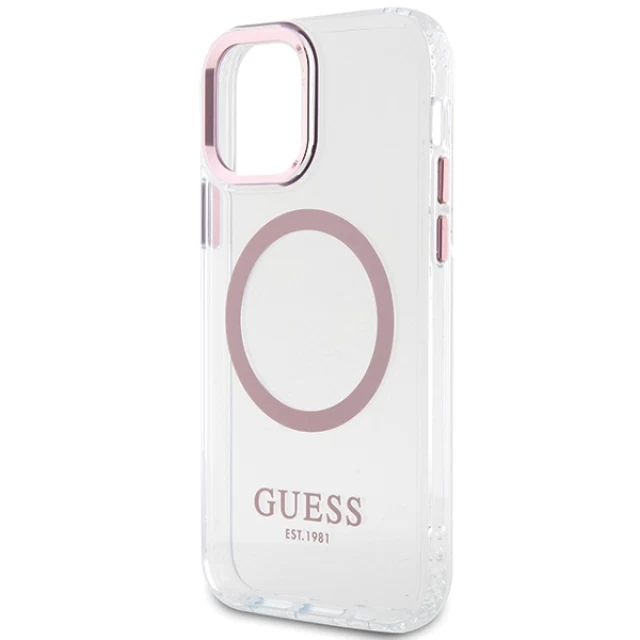 Чехол Guess Metal Outline для iPhone 12 | 12 Pro Pink with MagSafe (GUHMP12MHTRMP)