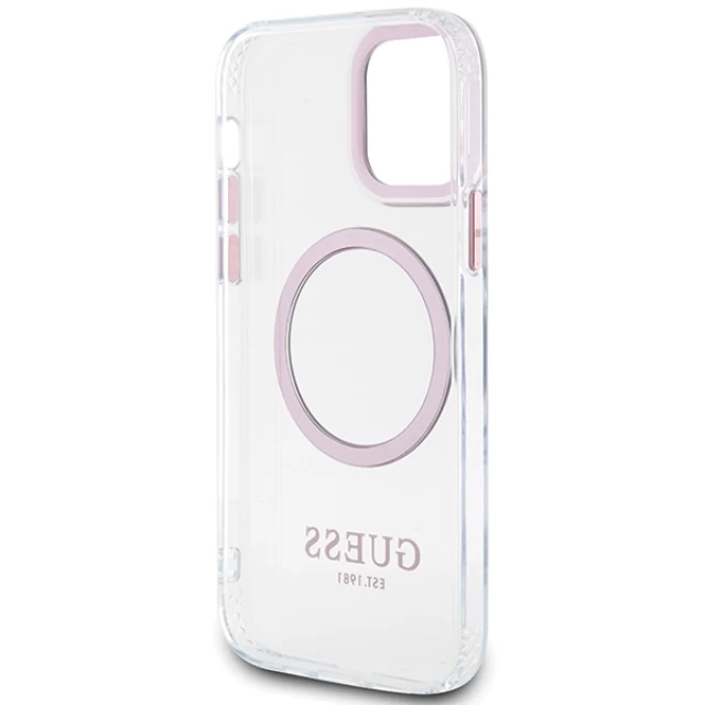 Чехол Guess Metal Outline для iPhone 12 | 12 Pro Pink with MagSafe (GUHMP12MHTRMP)