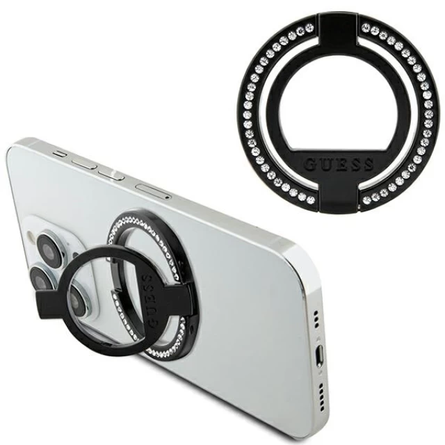 Кільце-тримач Guess Ring Stand для смартфона Black Rhinestone with MagSafe (GUMRSALDGK)