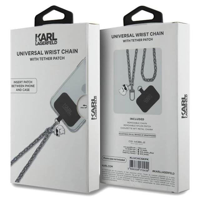 Универсальный ремешок Karl Lagerfeld Universal Hand Strap Choupette Silver (KLUCHCSKPK)