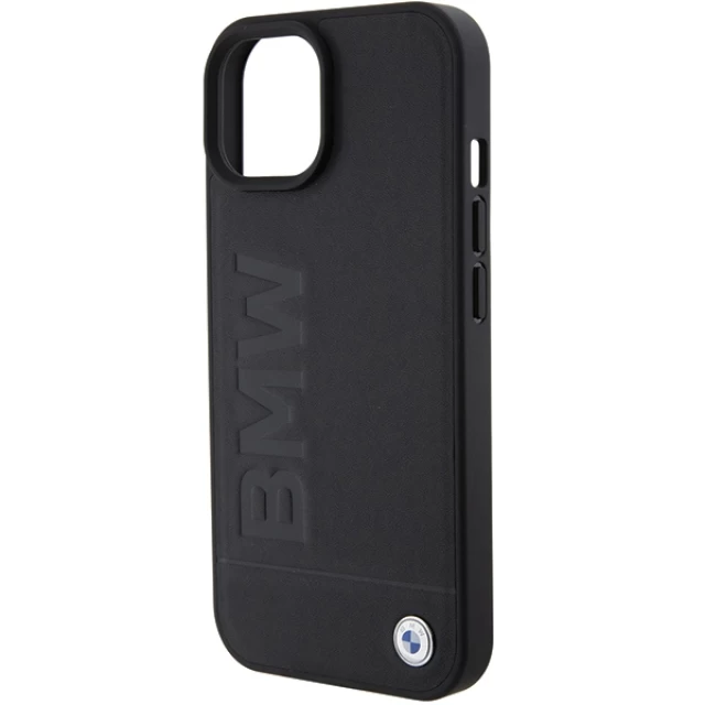 Чохол BMW Leather Hot Stamp для iPhone 15 Black (BMHCP15SSLLBK)
