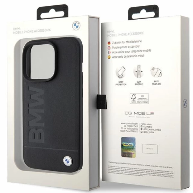 Чохол BMW Leather Hot Stamp для iPhone 15 Pro Black (BMHCP15LSLLBK)