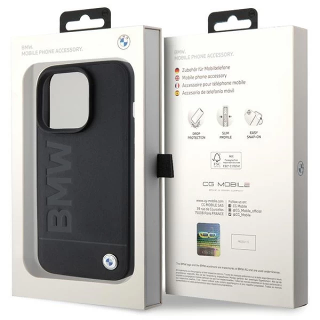 Чехол BMW Leather Hot Stamp для iPhone 15 Pro Max Black (BMHCP15XSLLBK)