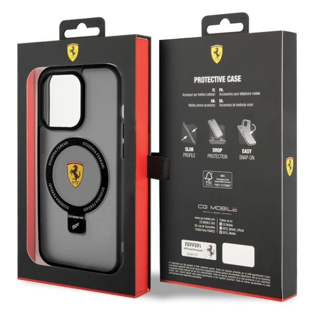 Чохол Ferrari Ring Stand 2023 Collection для iPhone 15 Pro Black with MagSafe (FEHMP15LUSCAK)
