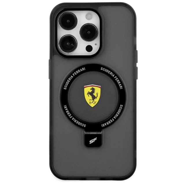 Чехол Ferrari Ring Stand 2023 Collection для iPhone 15 Pro Max Black with MagSafe (FEHMP15XUSCAK)