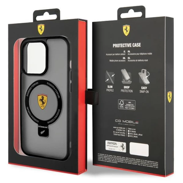 Чехол Ferrari Ring Stand 2023 Collection для iPhone 15 Pro Max Black with MagSafe (FEHMP15XUSCAK)