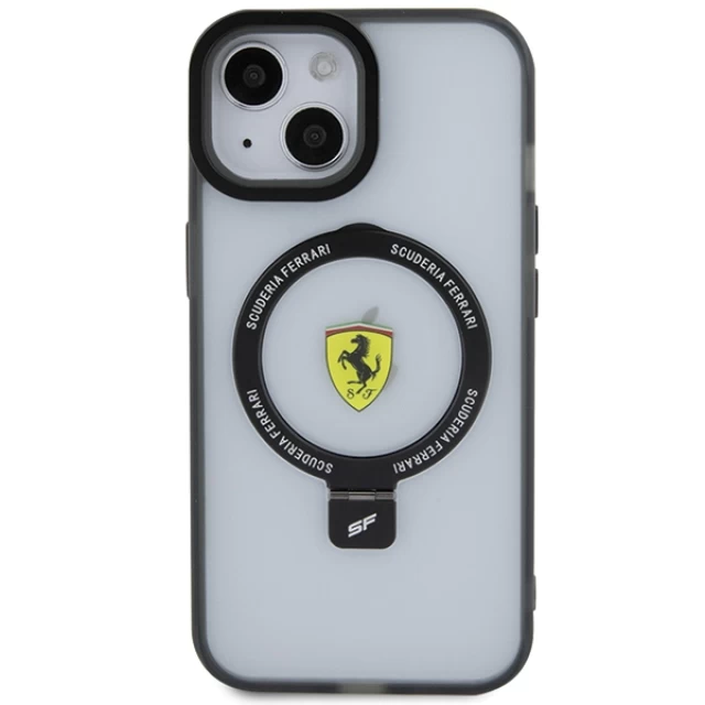 Чехол Ferrari Ring Stand 2023 Collection для iPhone 15 Transparent with MagSafe (FEHMP15SUSCAH)