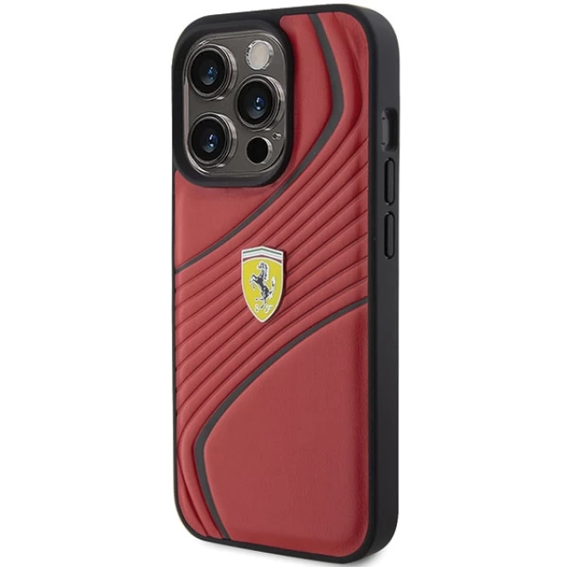 Чохол Ferrari Twist Metal Logo для iPhone 15 Pro Red (FEHCP15LPTWR)