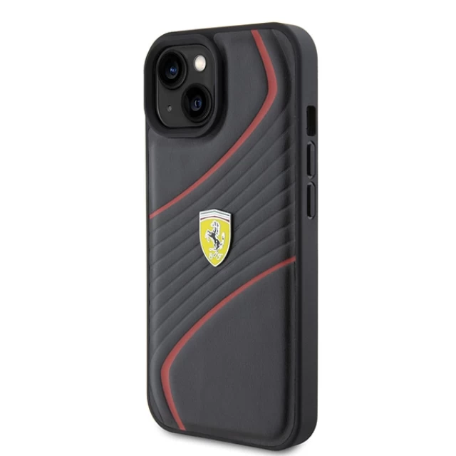 Чехол Ferrari Twist Metal Logo для iPhone 15 Black (FEHCP15SPTWK)